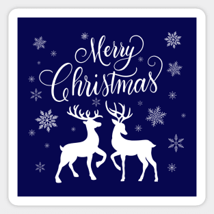 Merry Christmas with deer and snowflakes Sticker